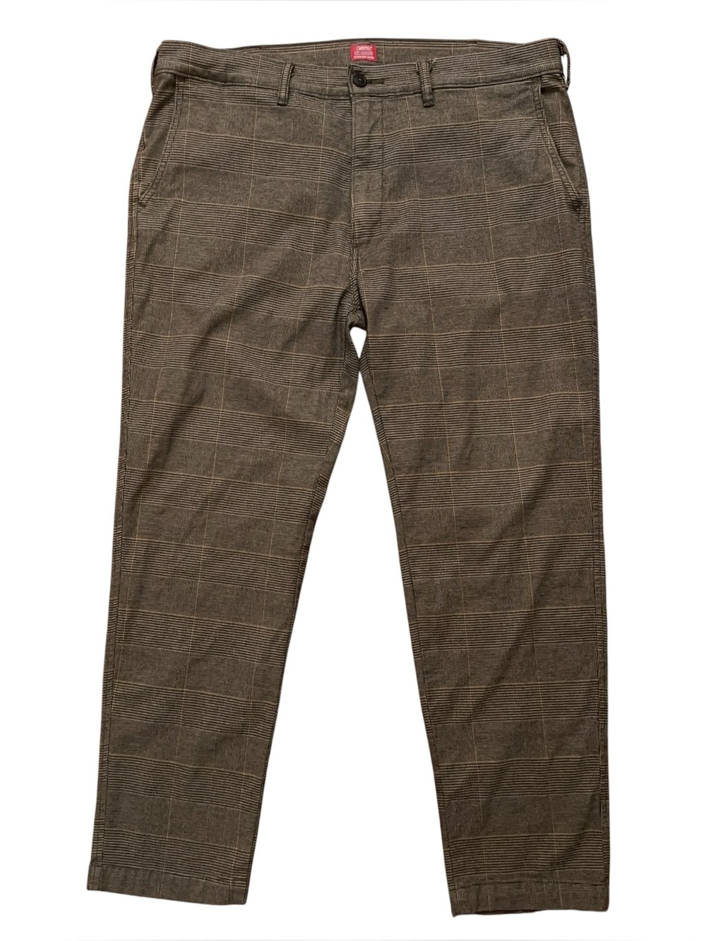 Levi's XX Chino Standard Taper Pants Mens 38x30 Stretch Plaid Houndstooth Brown
